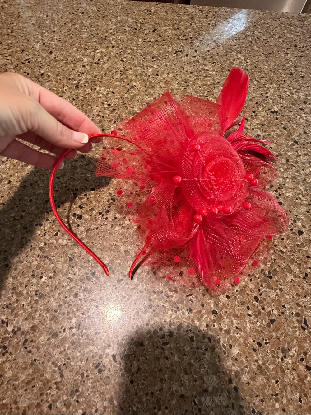 Red Feathered Fascinator Headband - Women Accessories